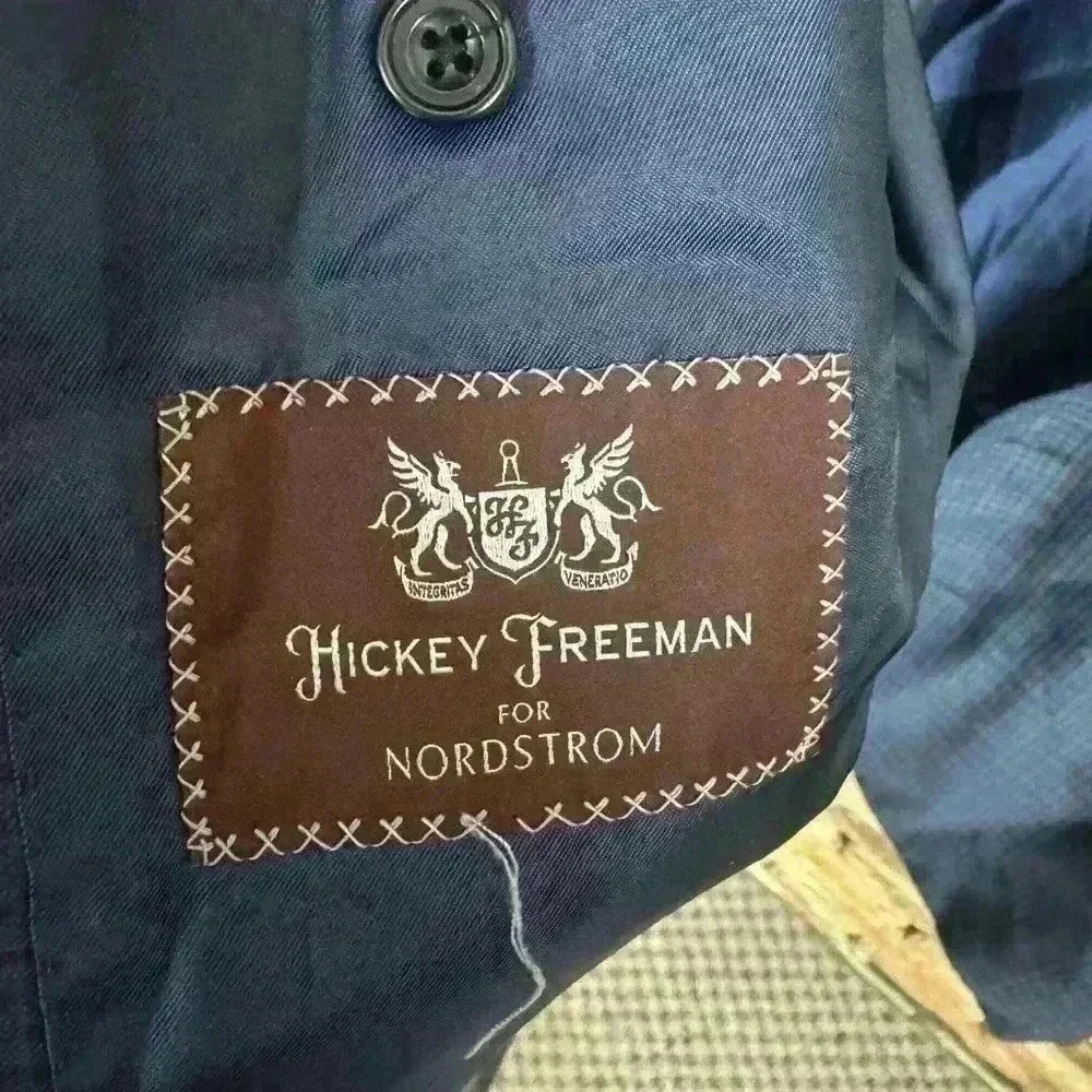 Hickey Freeman Blazer Made in USA Blue Plaid size 42L